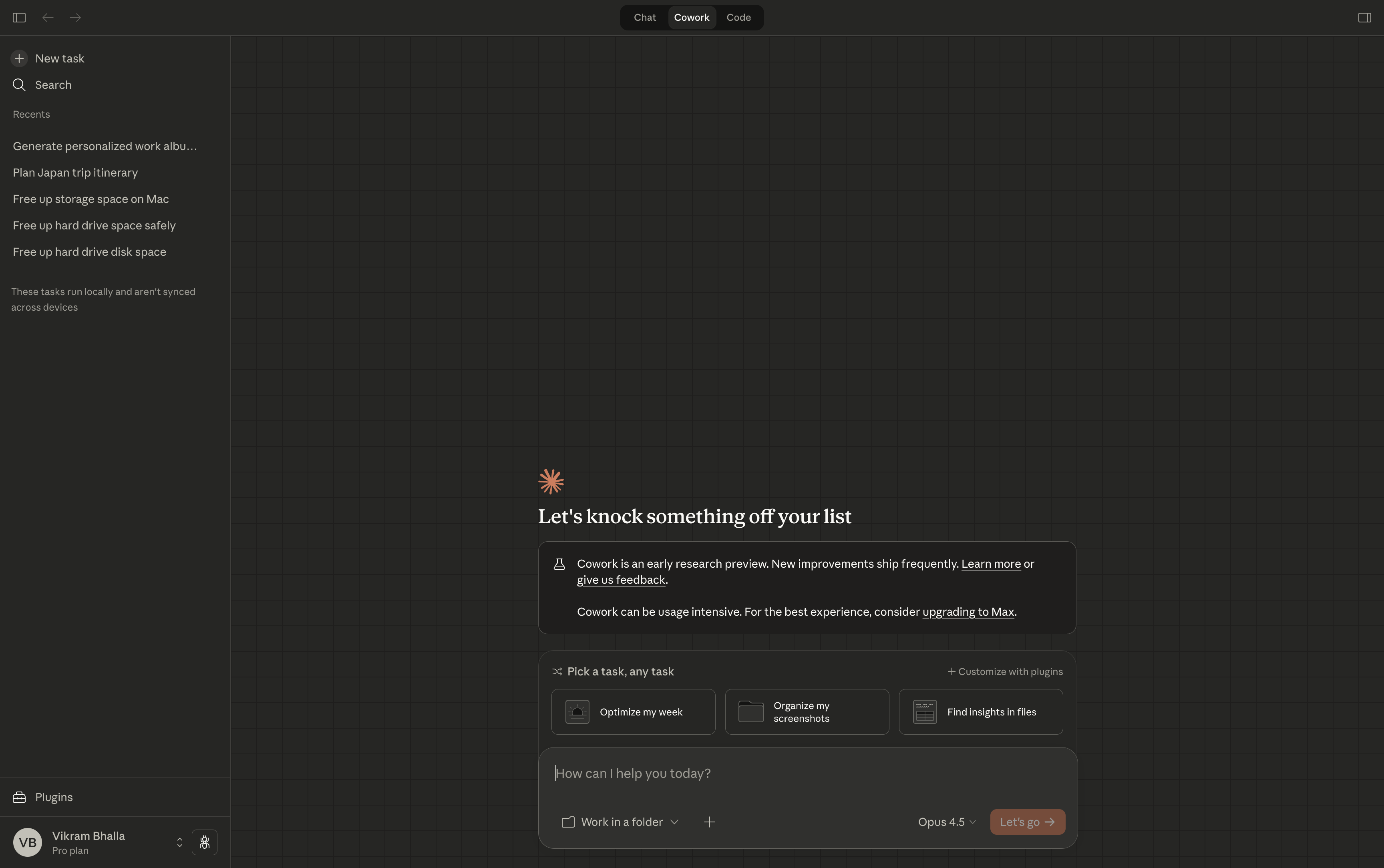 Claude Cowork interface