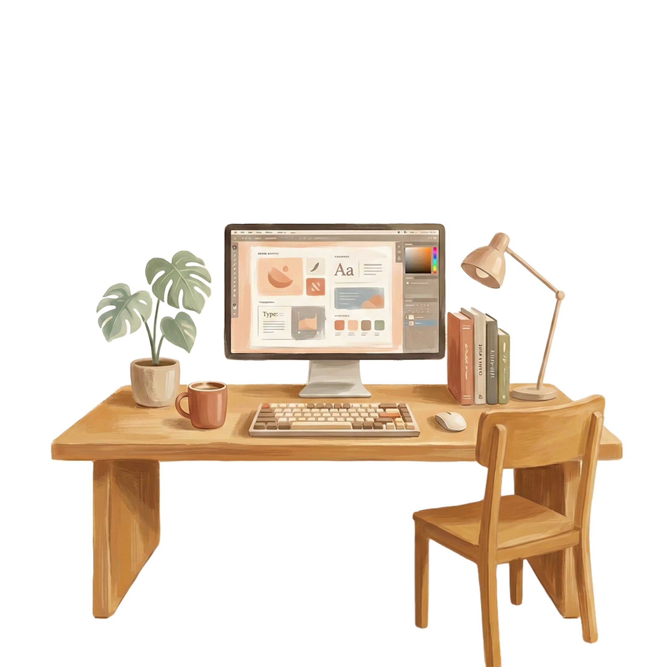 Workdesk during the day with design work on screen